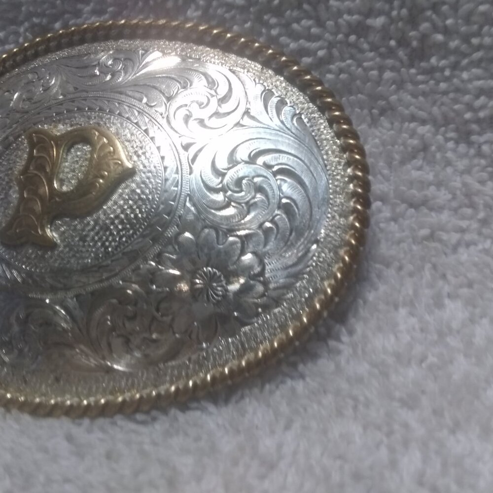 Montana Silversmiths Sterling Silver Plate Letter P Silver Flower Filigree Great - Picture 5 of 11